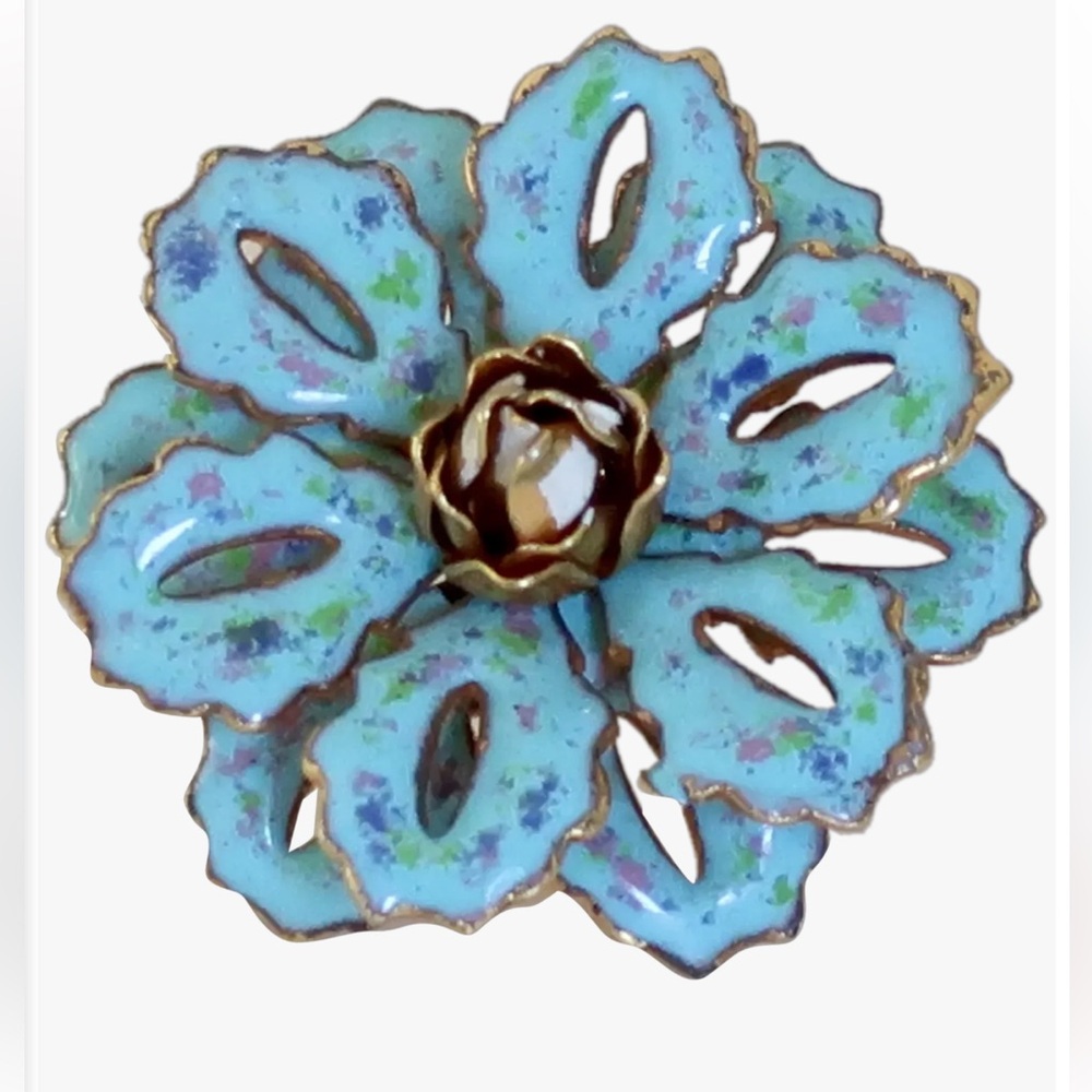Vintage Floral Enamel Brooch